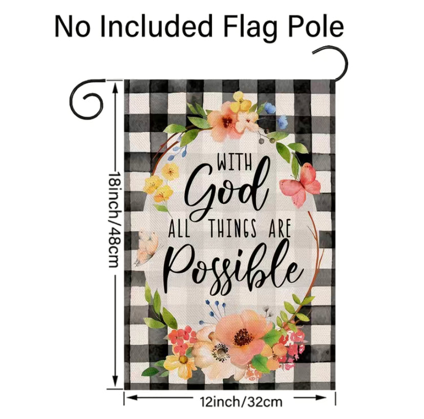 With God All things are possible garden flag