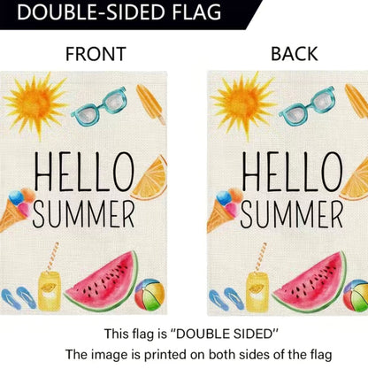 Hello summer garden flag