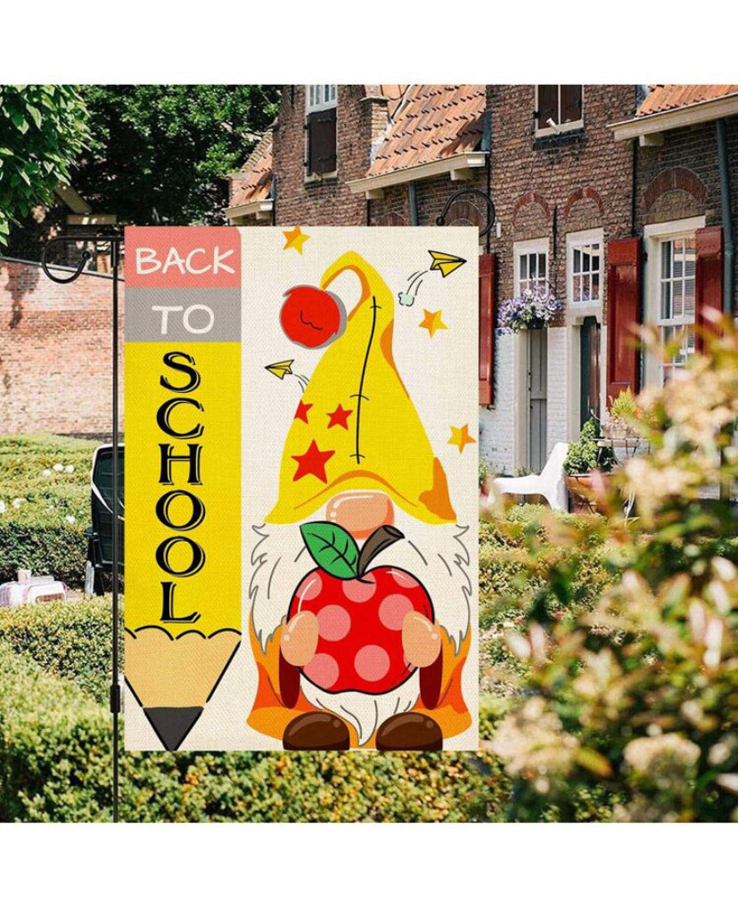  Back to school, Garden flag, Academic season, Welcome, Outdoor decor, Playful design, Pencils, Books, Apples, Vibrant, Weather-resistant, Durable, School spirit, Educational, Classroom, Student, Teacher, Parent, Cheerful, Home decor