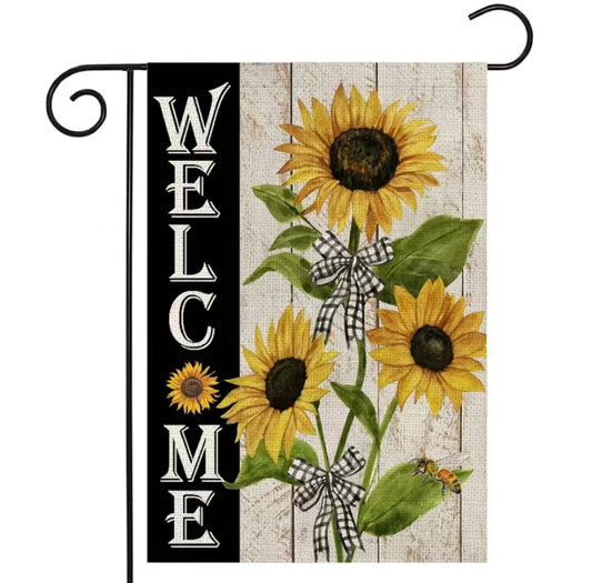 Welcome sunflowers garden flag