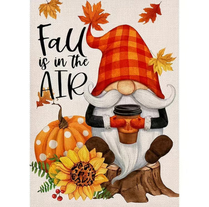 Fall is in the air Gnome garden flag