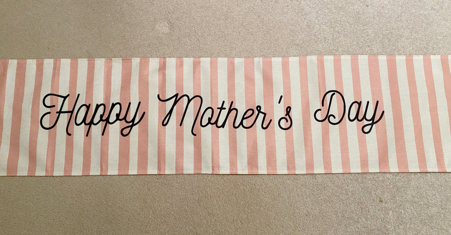 Pink striped Mother’s Day table runner