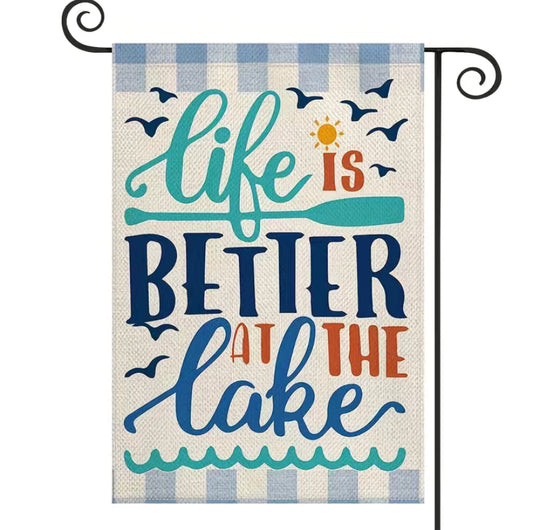Life is Better At the lake garden flag