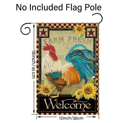 Rooster Farm Fresh garden flag