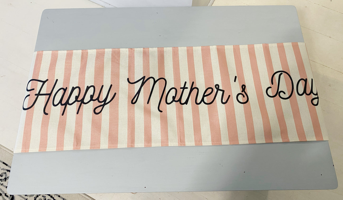 Pink striped Mother’s Day table runner