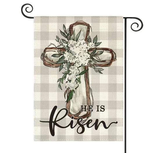He is Risen garden flag