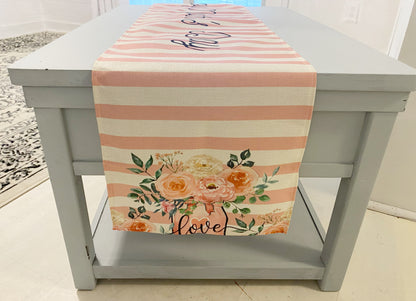 Pink striped Mother’s Day table runner