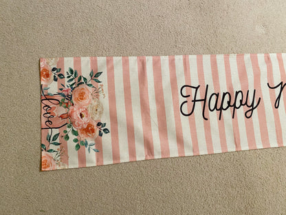 Pink striped Mother’s Day table runner