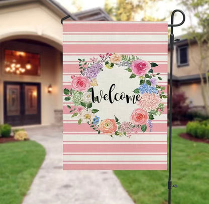 Pink shabby chic garden flag