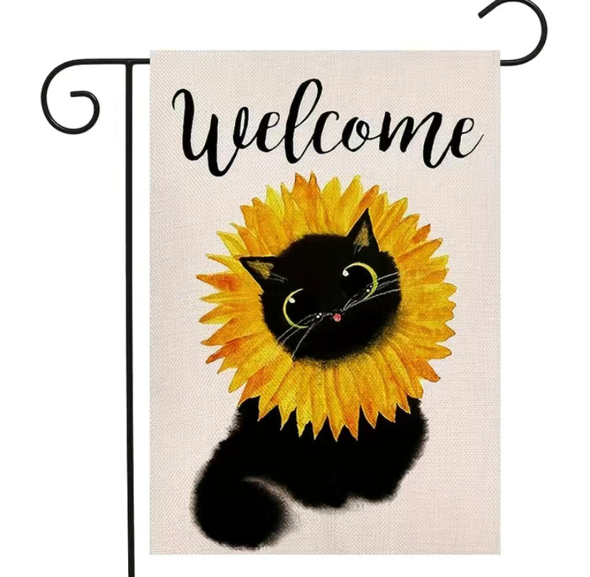 Cat Flower garden flag