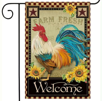 Rooster Farm Fresh garden flag