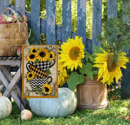 Teacups garden flag