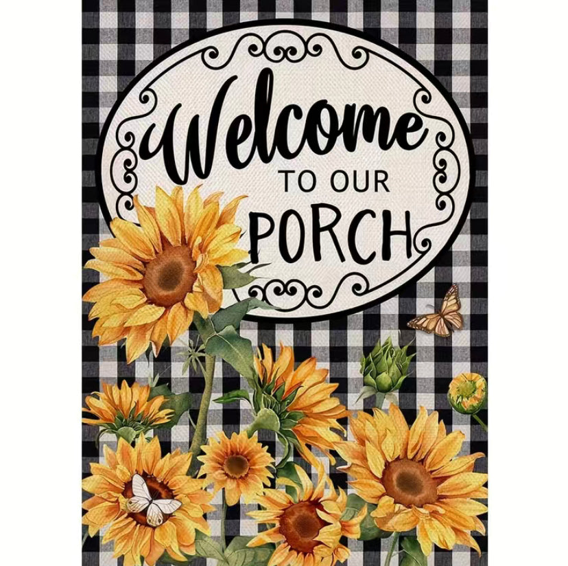 Welcome to our porch garden flag