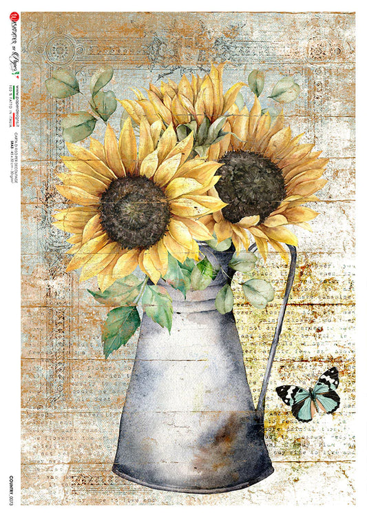 Sunflower Vase Rice Paper