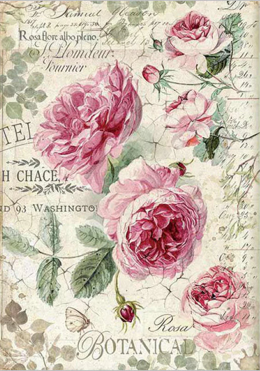 Botanic English Roses Rice Paper