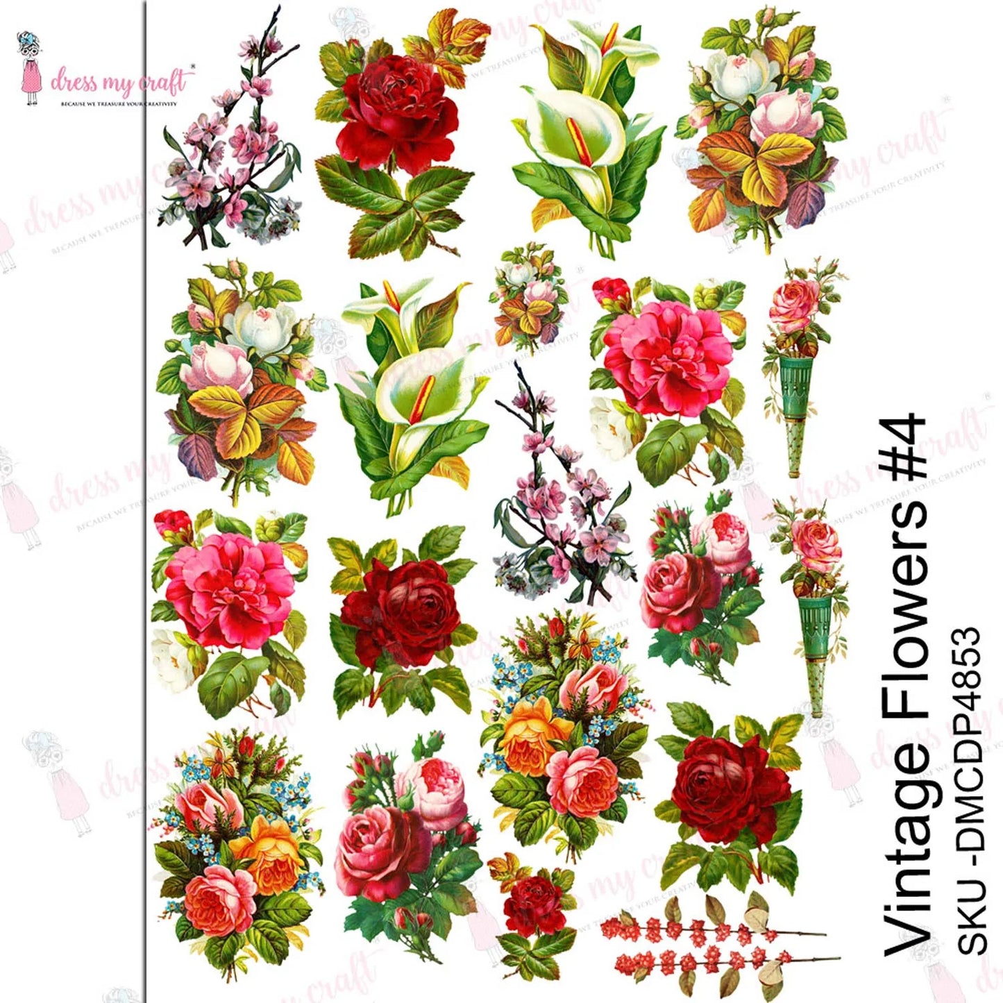 Transferable Flower Patterns Vintage Flowers Transfer – The Distressed Darlin