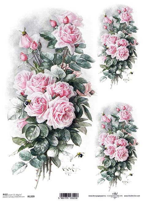Pink Roses Rice Paper