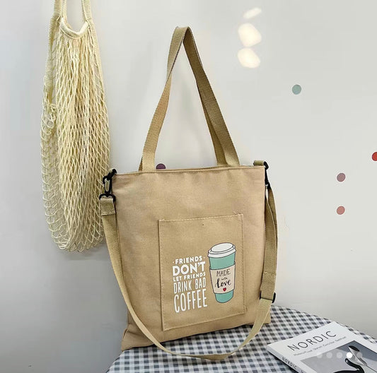 Coffee Tote Canvas Bag Beige