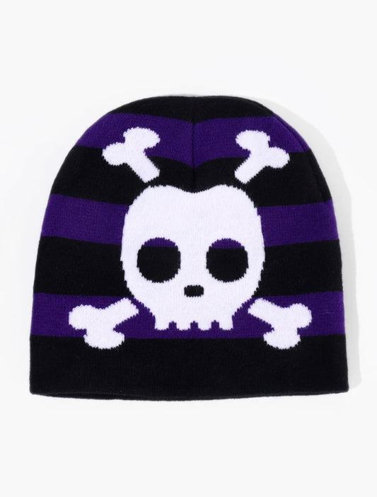 Crossbones Striped Skater beanie