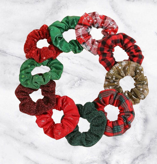 Holiday Christmas scrunchies 10 count