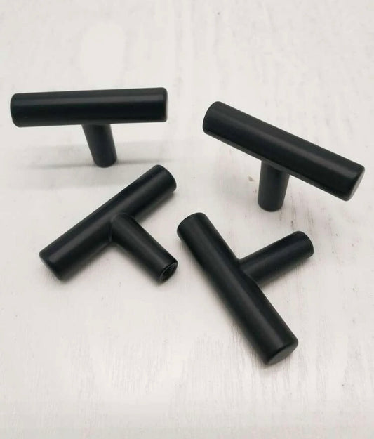 Black T shape drawer pulls Set of 4
