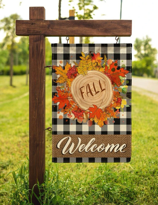 Welcome garden flag Fall leaves