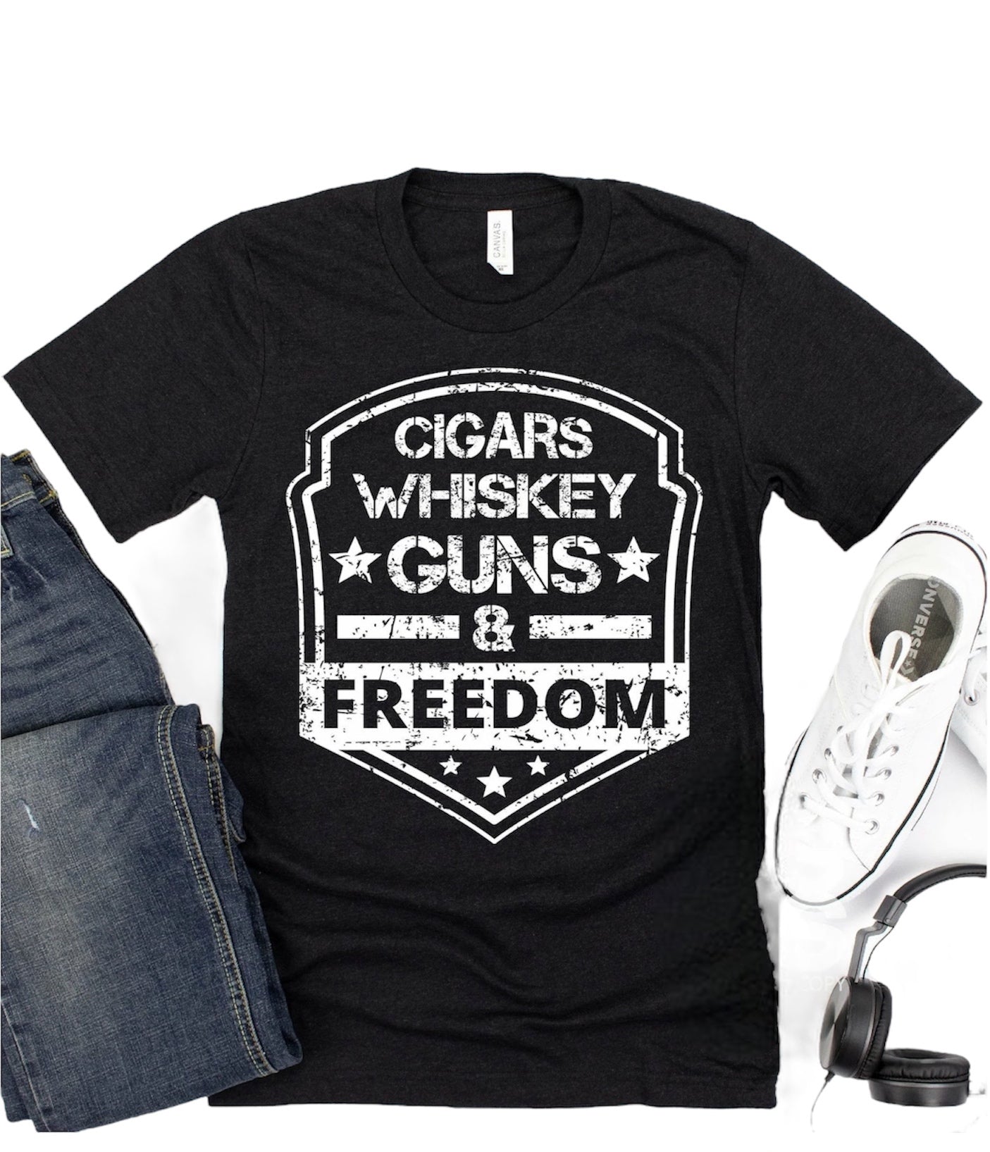 Cigars Whiskey Guns & Freedom tee