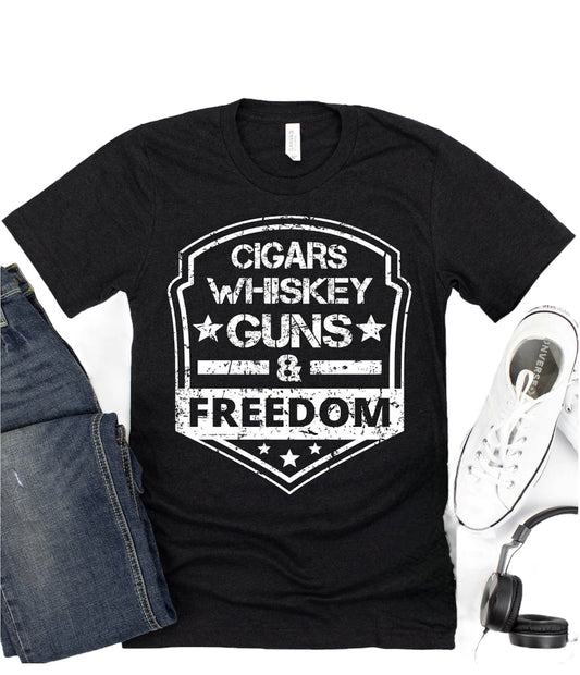 Cigars Whiskey Guns & Freedom tee