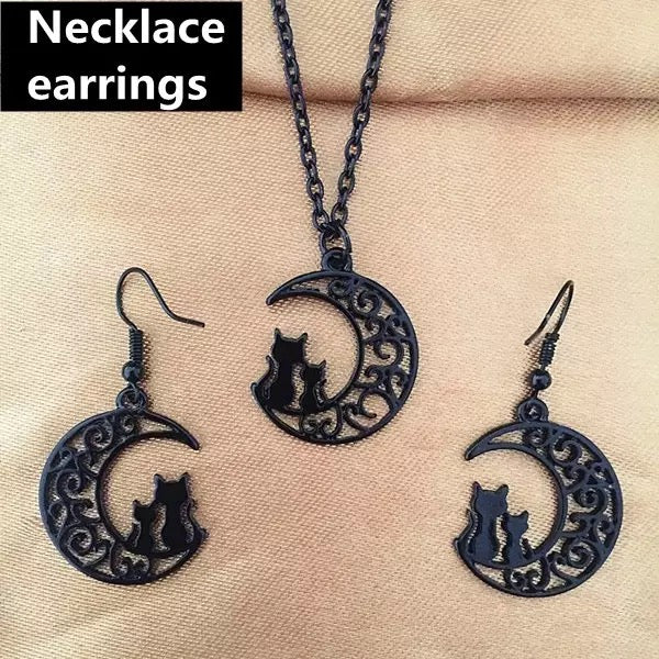 Cat Earrings & Necklace Set