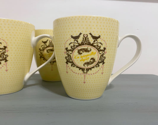 French Shabby Chic Mugs Set of 4