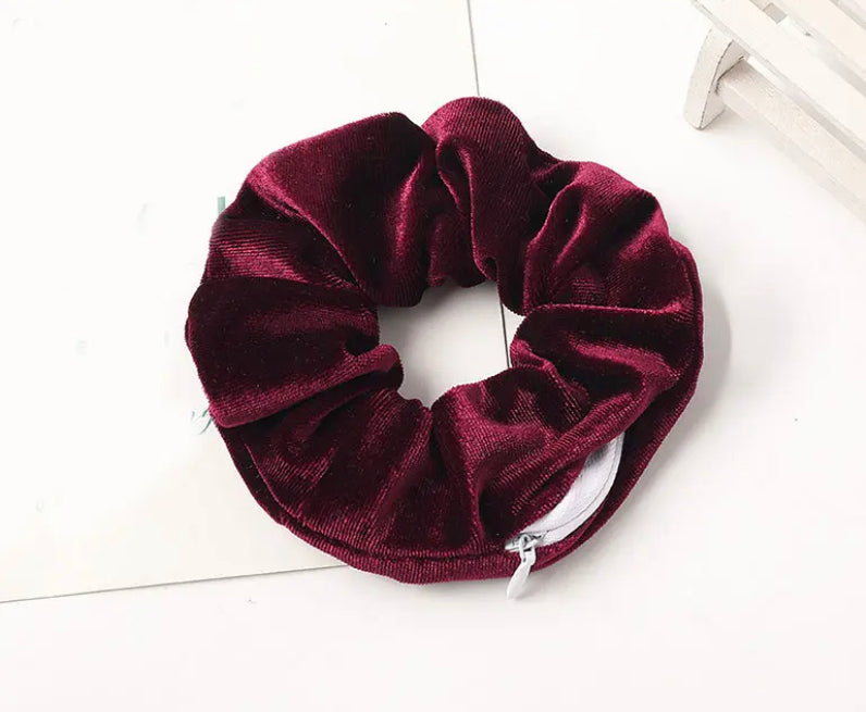 Scrunchie with secret pocket: Burgundy