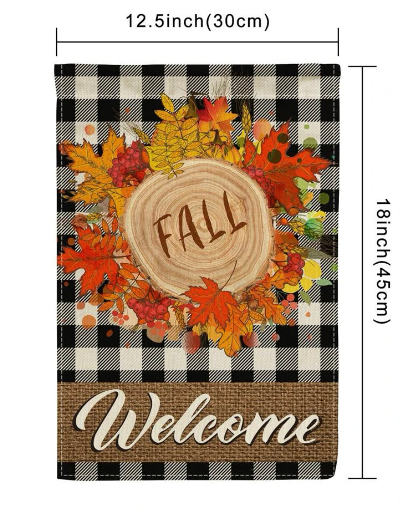 Welcome garden flag Fall leaves