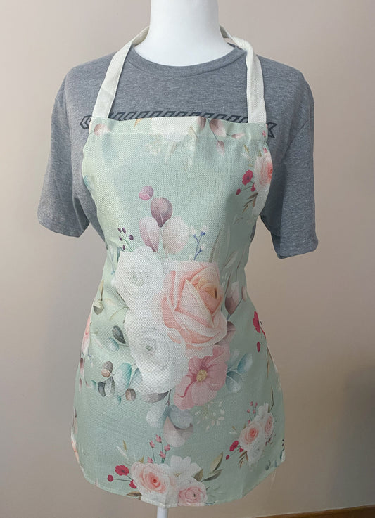  Apron, Floral, Green, Kitchen, Cooking, Baking, Chef, Culinary, Pattern, Design, Style, Fashion, Protection, Fabric, Adjustable, Comfortable, Durable, Vibrant, Elegance, Fun