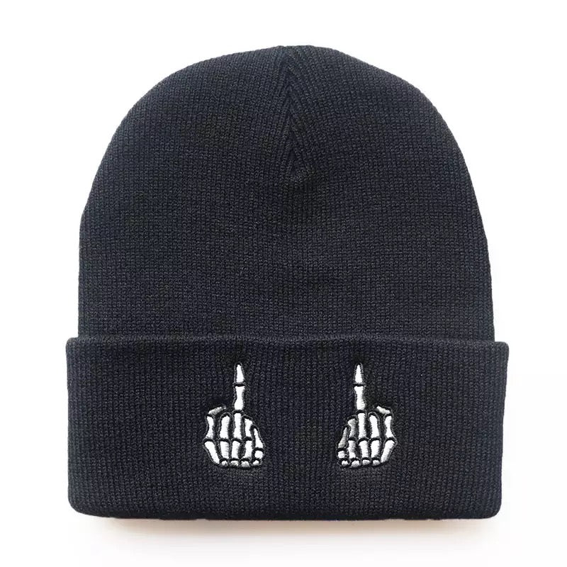 Double middle finger beanie