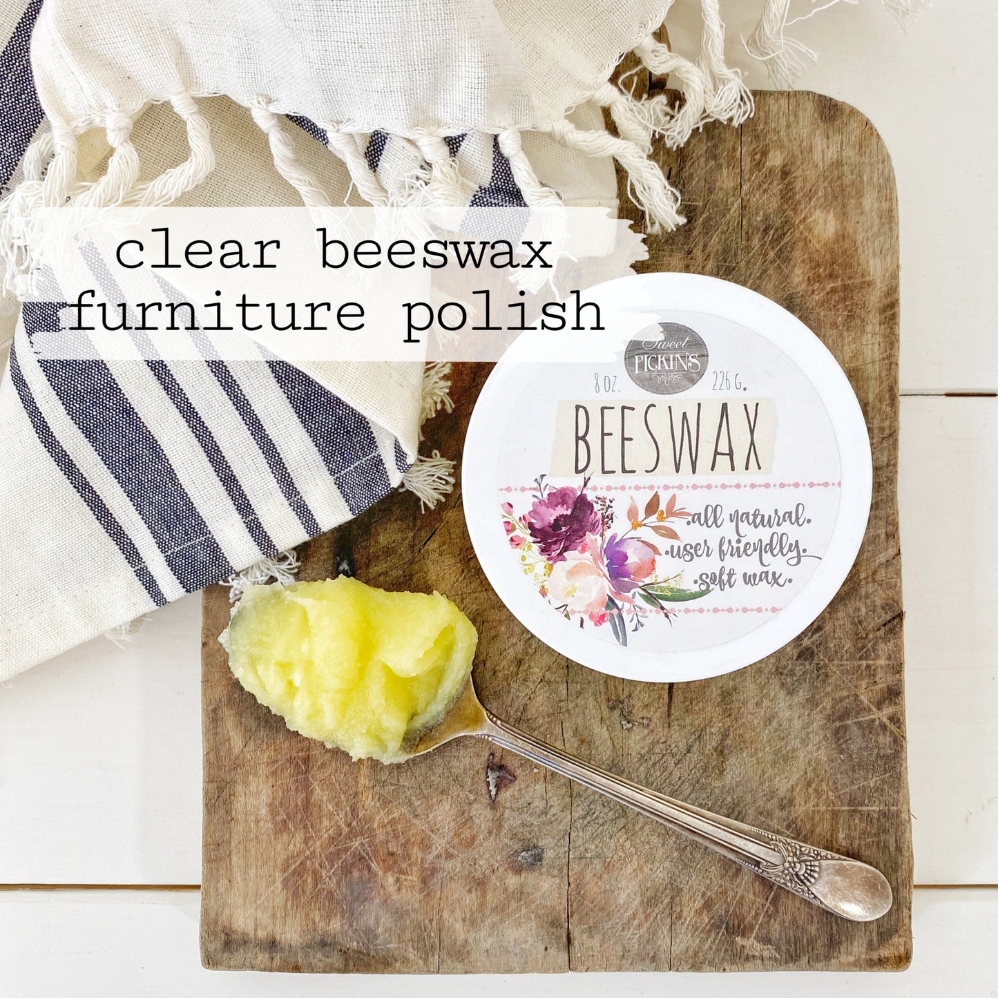 Clear Beeswax / Furniture polish/ Sweet Pickins